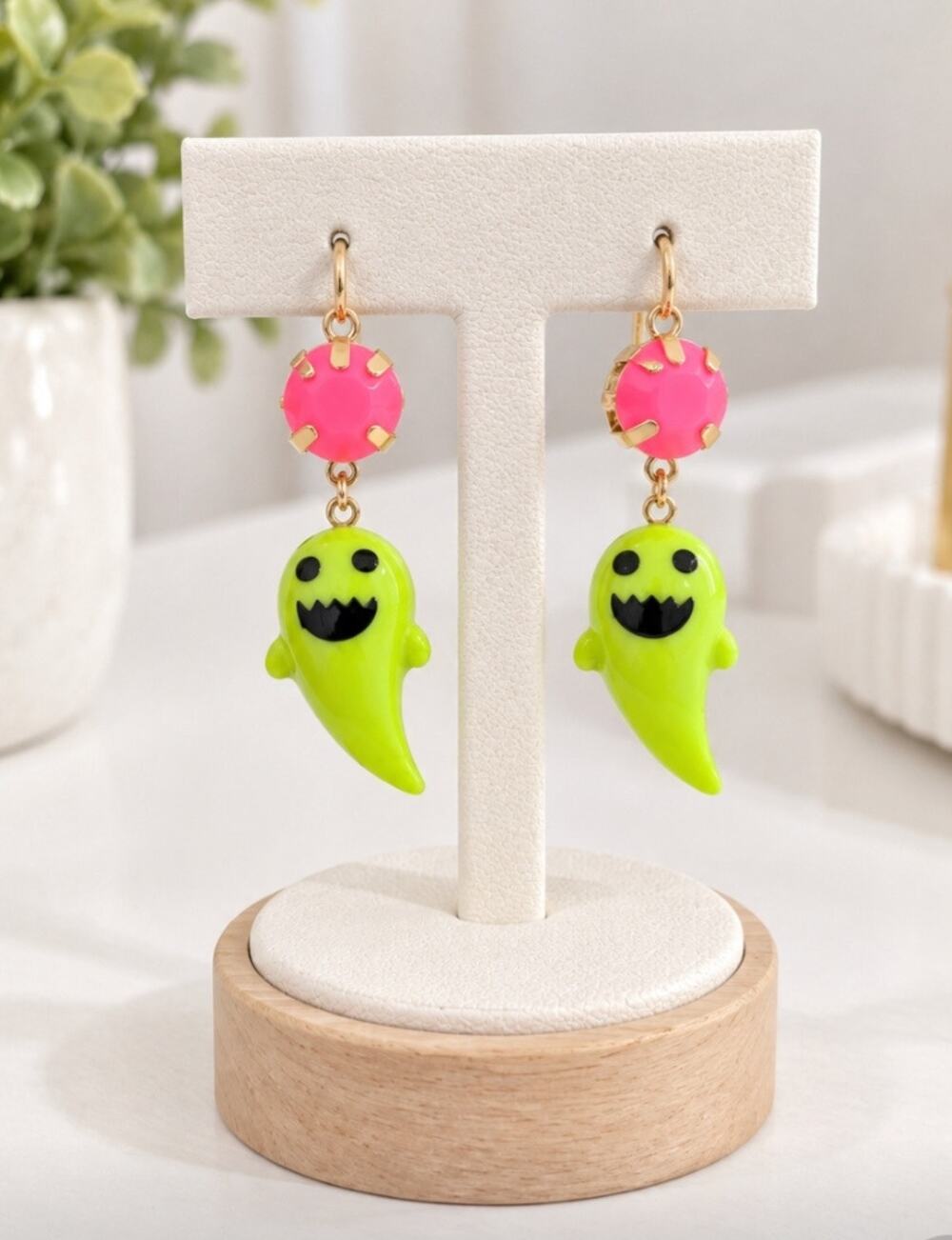 Aura Neon Ghost Halloween Earrings New